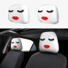SEOCKA Black Eyelashes Lashes Red Nice Lips 2 Pack Car Headrest Covers Car Seat Head Rest Protector Auto Seat Cover Interior Accessories Universal Fit for Cars Vans Trucks view 1