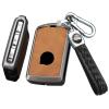 SANRILY Metal Leather Key Fob Cover Compatible with Volv S60 S90 V60 V90 XC90 XC60 XC40 Polestar 1 Polestar 2 Accessories Keyless Key Fob Case with Keychain Brown -B view 1