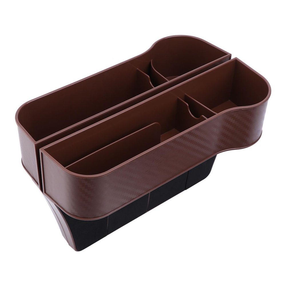 TINEASUR 2pcs Car Seat Crack Organizer Plastic Storage Box for Main Driving Front Passenger Seats for Phones Wallets Keys More Brown
