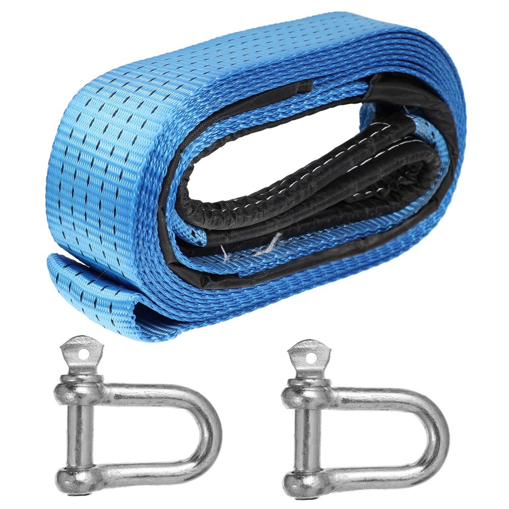 TINEASUR High Strength Nylon Tow Strap with Reflective Design Emergency Towing Rope for Cars and Trucks Heavy-Duty Shackle Hook for Night Use and Cargo Securing