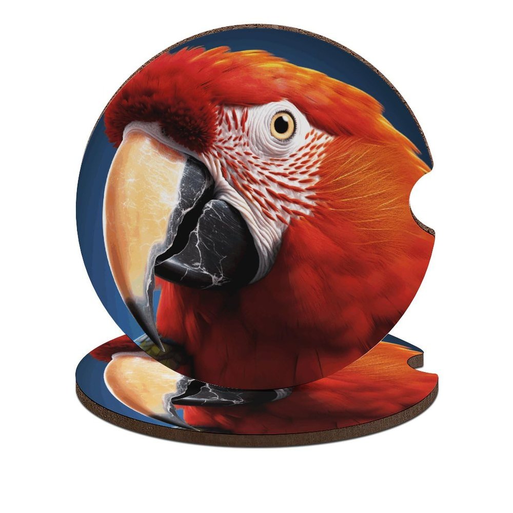Car Coasters for Cup Holders,Animal Mouth Printed Car Cup Holder Coasters,2 Pack Universal Wood Cute Cup Holder Insert with Finger Slot,2.6" Cute Car Accessories Interior for Women Men