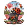 Car Coasters for Cup Holders,Cartoon Ladybug Flower Printed Car Cup Holder Coasters,2 Pack Universal Wood Cute Cup Holder Insert with Finger Slot,2.6" Cute Car Accessories Interior for Women Men view 1