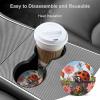 Car Coasters for Cup Holders,Cartoon Ladybug Flower Printed Car Cup Holder Coasters,2 Pack Universal Wood Cute Cup Holder Insert with Finger Slot,2.6" Cute Car Accessories Interior for Women Men view 4