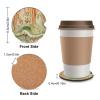 Car Coasters for Cup Holders,Green Line Art Printed Car Cup Holder Coasters,2 Pack Universal Wood Cute Cup Holder Insert with Finger Slot,2.6" Cute Car Accessories Interior for Women Men view 2
