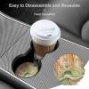 Car Coasters for Cup Holders,Green Line Art Printed Car Cup Holder Coasters,2 Pack Universal Wood Cute Cup Holder Insert with Finger Slot,2.6" Cute Car Accessories Interior for Women Men view 4