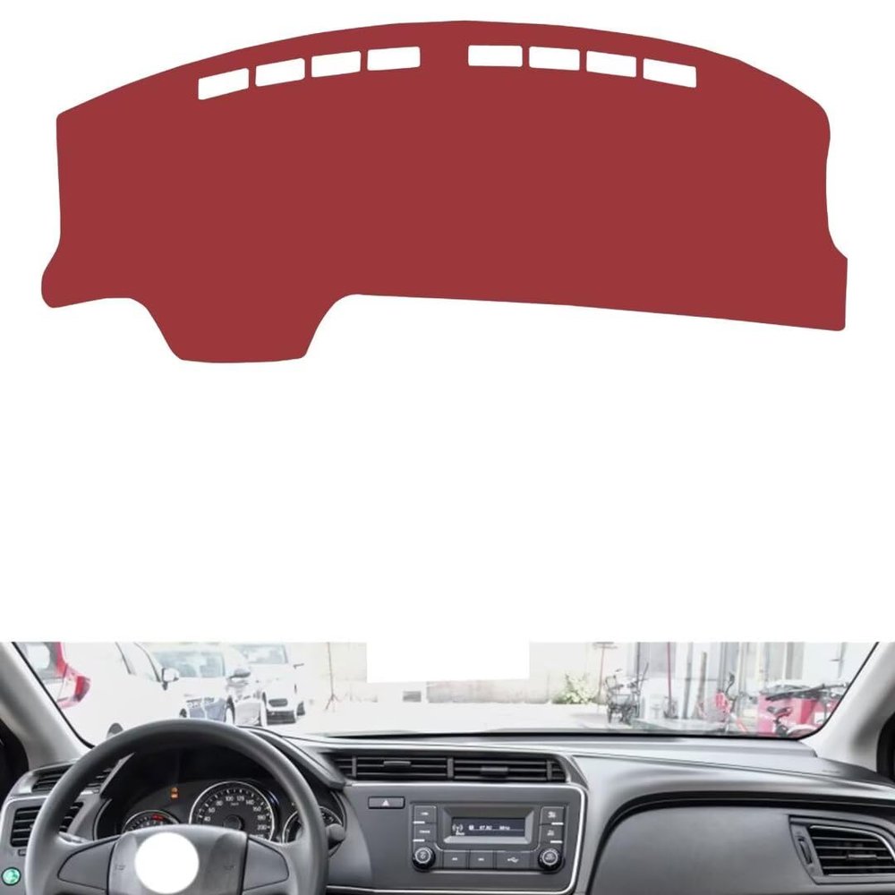 Leather Dash mat Dashboard Cover Compatible with Honda City 2015-2019dust-Proof,Sun Protection Dashboard Cover(red)