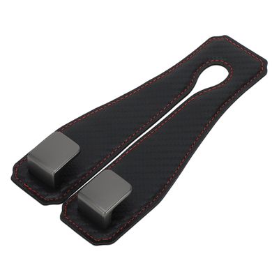 HEROFFIX 1 Pc for Purses and Bags, Umbrella Etc Car Seat Headrest Hook Sturdy Car Seat Back Organizer Hooks Black Red Faux Leather Metal 6.50"x3.15"