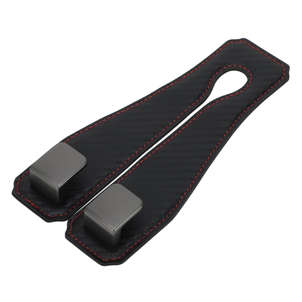 HEROFFIX 1 Pc for Purses and Bags, Umbrella Etc Car Seat Headrest Hook Sturdy Car Seat Back Organizer Hooks Black Red Faux Leather Metal 6.50"x3.15"