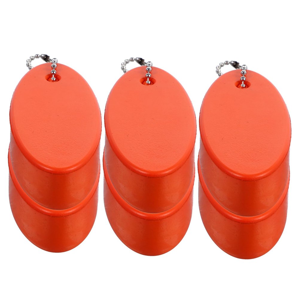 OSOLADY 6pcs Creative Floating Keychain Lightweight Oval Key Ring for Water Sports Fishing Boating Surfing Random Colors Eco-friendly Pu and Eva Material