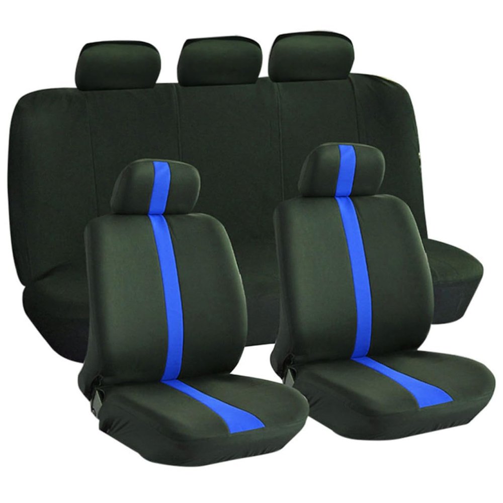 RORPOIR 9pcs Car Seat Covers Set Breathable Auto Interior Protection Stylish Blue Design for Seasons for Cars Suvs Trucks and