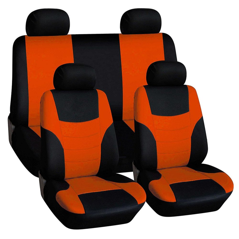 OSOLADY 8pcs Car Seat Covers Set Durable Breathable Mesh Protector Seater Vehicles Easy Installation Stylish Orange Design