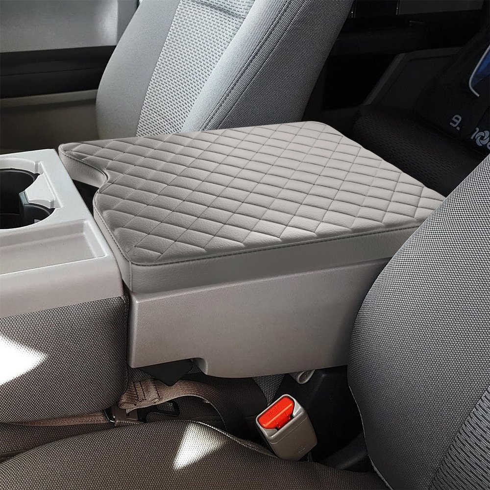 JHGFVC Center Console Cover for Ford F150 2015-2024 and F250 F350 F450 F550 2017-2024 with 40/20/40 Jump Seat Accessories, Leather Armrest Cover Pad Protection Seat Arm Rest Box Lid Accessories