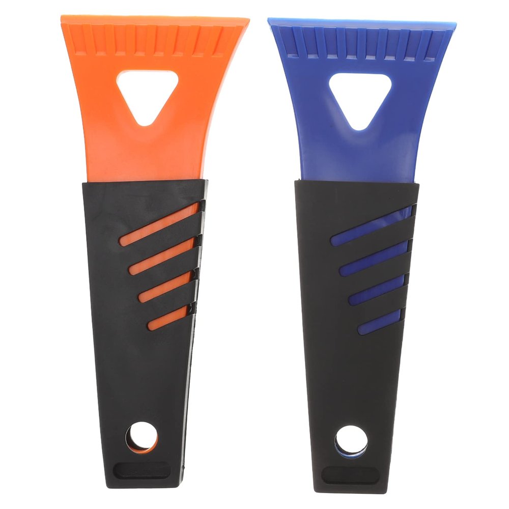 MUCKLILY 2pcs Mini Plastic Snow Shovel and Ice Scraper for Lightweight Frost Removal Tool for Windshield Roof and Windows Weather Use Random