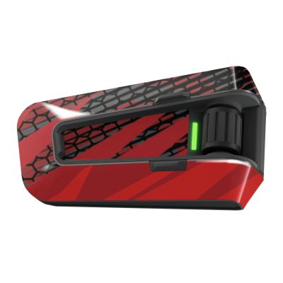 MC Motoparts Glossy Wrap Protective Stickers Compatible with Cardo Packtalk Edge Neo Bluetooth Device | Red Black Zag