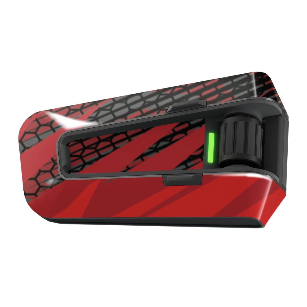 MC Motoparts Glossy Wrap Protective Stickers Compatible with Cardo Packtalk Edge Neo Bluetooth Device | Red Black Zag