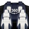 Megaseat Full Set for Kia Sorento Seat Covers 2016-2026, Waterproof Nappa Leather Car Seat Protector, Anti-Slip & Comfortable Car seat Cover (Luxury 5 Seats Blue & White) view 2