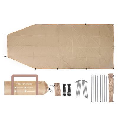 HEVIRGO Car Awning Waterproof Oxford Cloth 5-8 Persons Outdoor Camping Tarp SUV Truck Tailgate Canopy RV Vehicle Roof Sun Shade Hatchback Car Tent for Camping Family Camping Khaki2 M2