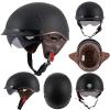 DOT Approved Motorcycle Half Helmet for Adults, Lightweight Retro Open Face Half Shell Helmet for Cruiser Scooter Chopper Moped Street Bike, Men Women Universal Casco (Matte Black, Medium) view 2