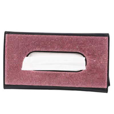 COSMEVIVI Car Tissue Holder Rhinestone Pu Sun Visor Tissue Box for Napkins Easy Install for Car Accessories Design