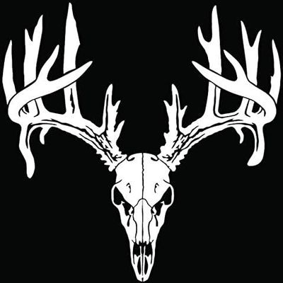 Deer Buck Antlers Skull Hunting Car Truck Window Bumper Vinyl Graphic Decal Sticker - Made and Shipped in US - (Color Gloss White, 9")