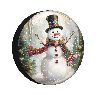 Merry Christmas Spare Tire Cover Christmas Snowman Universal Wheel Protectors Wheel Covers for Rv Camper Travel Trailer SUV Truck 16 Inch New Year Decor