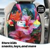 VTCTOASY Kick Mat Back Seat Protector for Car 2 Pack Extra Large Car Back Seat Cover with 3 Storage Pockets Waterproof Seat Back Protector Flower Tropical Plant Backseat Car Organizer for Trucks SUV view 3
