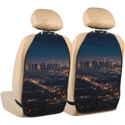 VTCTOASY Kick Mat Back Seat Protector for Car 2 Pack Extra Large Car Back Seat Cover with 3 Storage Pockets Waterproof Seat Back Protector Los Angeles Skyline Backseat Car Organizer for Trucks SUV