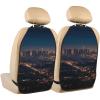 VTCTOASY Kick Mat Back Seat Protector for Car 2 Pack Extra Large Car Back Seat Cover with 3 Storage Pockets Waterproof Seat Back Protector Los Angeles Skyline Backseat Car Organizer for Trucks SUV view 1