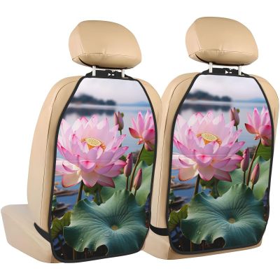 VTCTOASY Kick Mat Back Seat Protector for Car 2 Pack Extra Large Car Back Seat Cover with 3 Storage Pockets Waterproof Seat Back Protector Flowers Backseat Car Organizer for Trucks SUV