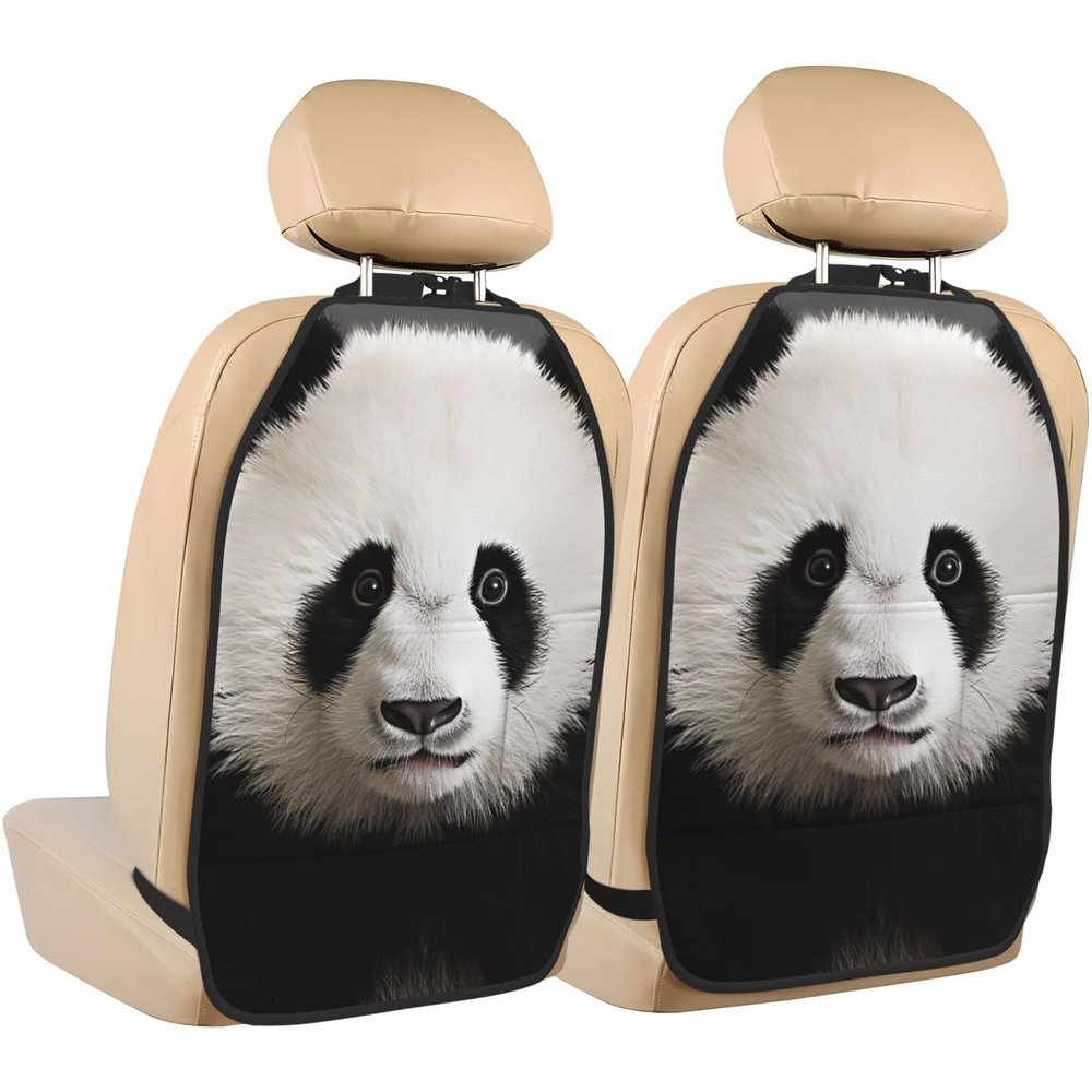 VTCTOASY Kick Mat Back Seat Protector for Car 2 Pack Extra Large Car Back Seat Cover with 3 Storage Pockets Waterproof Seat Back Protector Lovely Panda Bear Head Backseat Car Organizer for Trucks SUV
