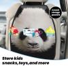 VTCTOASY Kick Mat Back Seat Protector for Car 2 Pack Extra Large Car Back Seat Cover with 3 Storage Pockets Waterproof Seat Back Protector Lovely Panda Bear Head Backseat Car Organizer for Trucks SUV view 3
