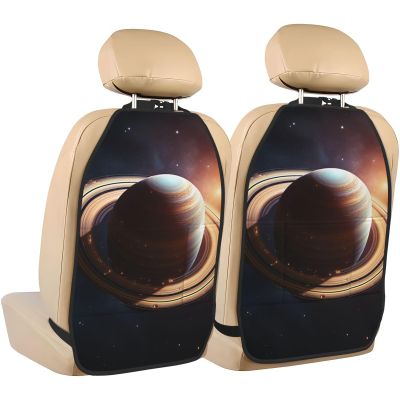 VTCTOASY Kick Mat Back Seat Protector for Car 2 Pack Extra Large Car Back Seat Cover with 3 Storage Pockets Waterproof Seat Back Protector Saturn Ring Backseat Car Organizer for Trucks SUV