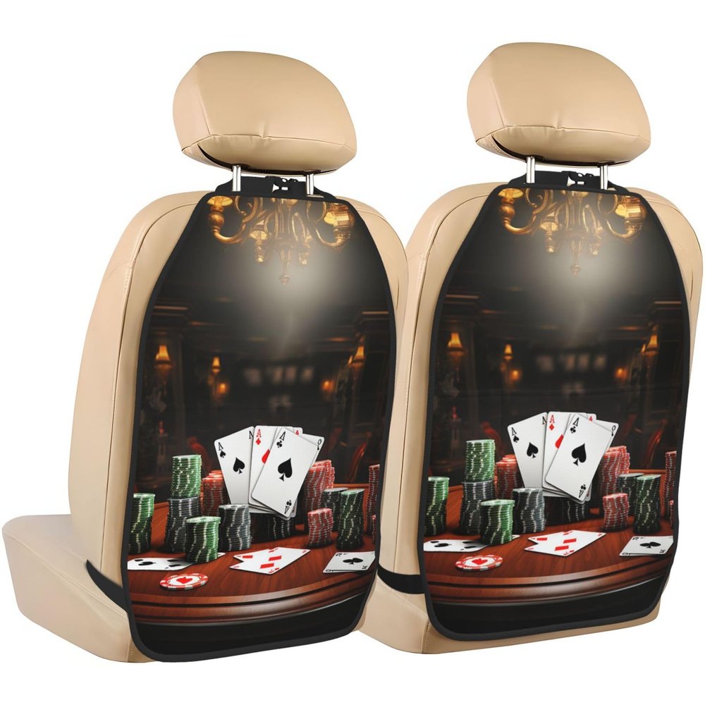 VTCTOASY Kick Mat Back Seat Protector for Car 2 Pack Extra Large Car Back Seat Cover with 3 Storage Pockets Waterproof Seat Back Protector Poker Tournament Backseat Car Organizer for Trucks SUV