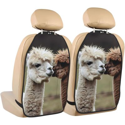 VTCTOASY Kick Mat Back Seat Protector for Car 2 Pack Extra Large Car Back Seat Cover with 3 Storage Pockets Waterproof Seat Back Protector Funny Alpaca Backseat Car Organizer for Trucks SUV