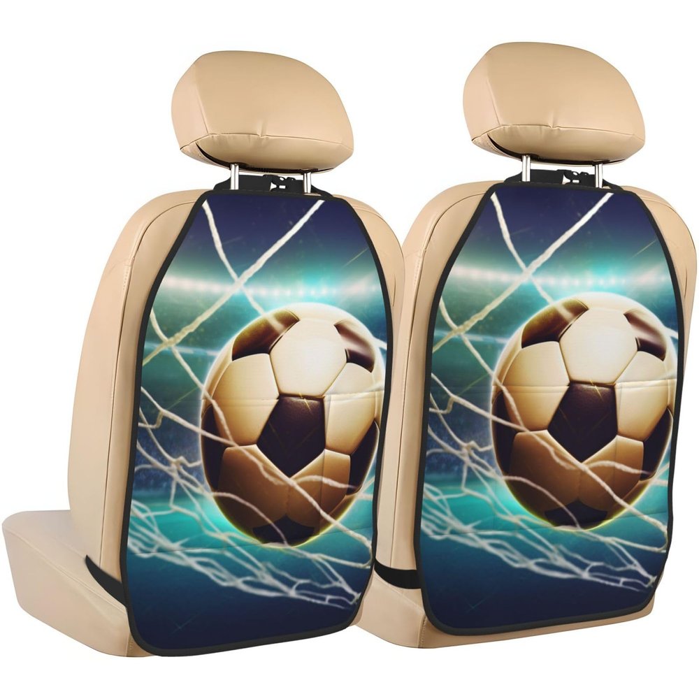 VTCTOASY Kick Mat Back Seat Protector for Car 2 Pack Extra Large Car Back Seat Cover with 3 Storage Pockets Waterproof Seat Back Protector Goal Soccer Backseat Car Organizer for Trucks SUV