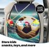 VTCTOASY Kick Mat Back Seat Protector for Car 2 Pack Extra Large Car Back Seat Cover with 3 Storage Pockets Waterproof Seat Back Protector Goal Soccer Backseat Car Organizer for Trucks SUV view 3