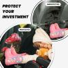 VTCTOASY Kick Mat Back Seat Protector for Car 2 Pack Extra Large Car Back Seat Cover with 3 Storage Pockets Waterproof Seat Back Protector Red and White Mushroom Backseat Car Organizer for Trucks SUV view 2