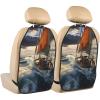 VTCTOASY Kick Mat Back Seat Protector for Car 2 Pack Extra Large Car Back Seat Cover with 3 Storage Pockets Waterproof Seat Back Protector Ocean Sailboat Backseat Car Organizer for Trucks SUV view 1