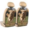 Kick Mat Back Seat Protector for Car 2 Pack Extra Large Car Back Seat Cover with 3 Storage Pockets Waterproof Seat Back Protector Golden Retriever Running Backseat Car Organizer for Trucks SUV view 1