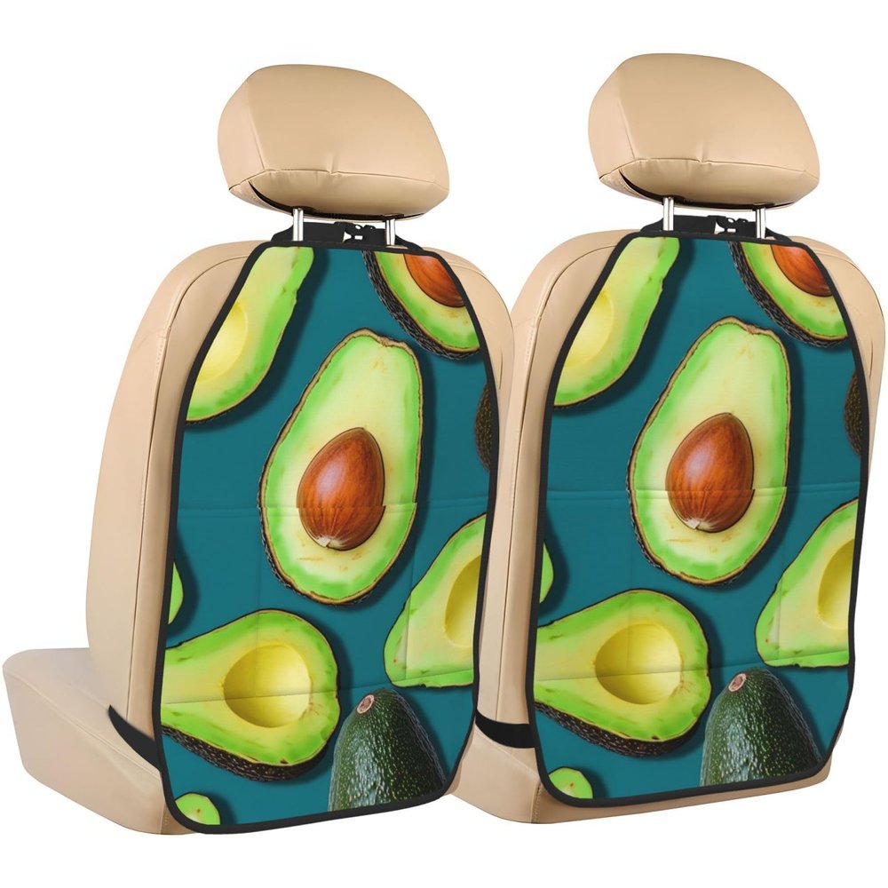 VTCTOASY Kick Mat Back Seat Protector for Car 2 Pack Extra Large Car Back Seat Cover with 3 Storage Pockets Waterproof Seat Back Protector Fresh Tropical Fruit Backseat Car Organizer for Trucks SUV