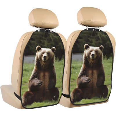 Kick Mat Back Seat Protector for Car 2 Pack Extra Large Car Back Seat Cover with 3 Storage Pockets Waterproof Seat Back Protector Hi Bear Sit on the Lawn Backseat Car Organizer for Trucks SUV