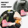 Kick Mat Back Seat Protector for Car 2 Pack Extra Large Car Back Seat Cover with 3 Storage Pockets Waterproof Seat Back Protector Hi Bear Sit on the Lawn Backseat Car Organizer for Trucks SUV view 2
