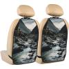 VTCTOASY Kick Mat Back Seat Protector for Car 2 Pack Extra Large Car Back Seat Cover with 3 Storage Pockets Waterproof Seat Back Protector River and Gray Rocks Backseat Car Organizer for Trucks SUV view 1