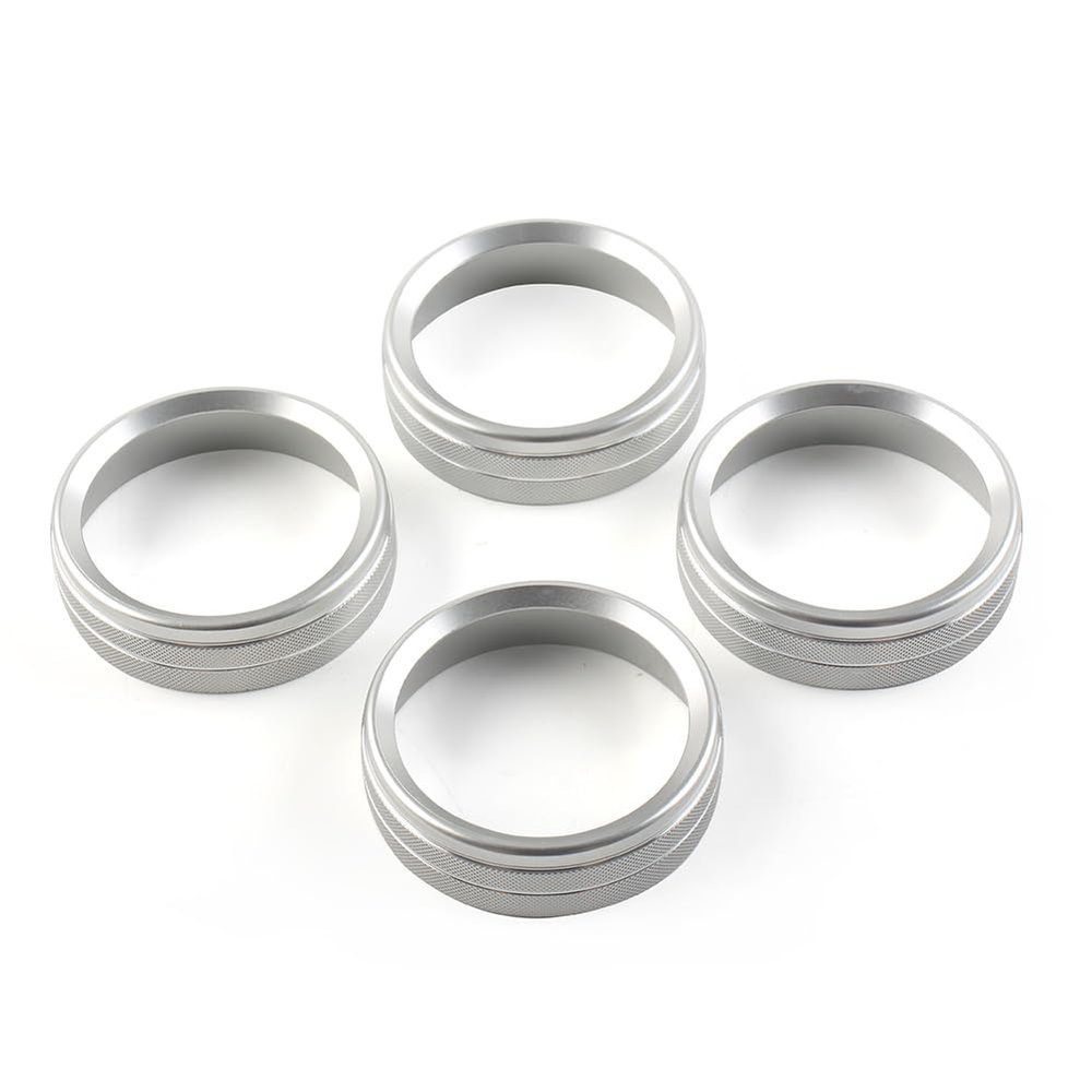Cnswee6 Car Condition Button Ring Console Decorate, 4 PCS Inner Center Console Pushbutton Switch Knob Button Cover Trim for Ford F150 XLT 2015 2016 2017 2018 2019 2020, Silver
