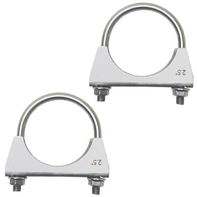 CAROTUPY 2.5 inch Heavy Duty 304 Stainless Steel Exhaust U Clamp for 2.5" Diameter Exhaust Tail Pipe, Muffler U-Bolt Clamps Pack of 2