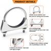 CAROTUPY 2.5 inch Heavy Duty 304 Stainless Steel Exhaust U Clamp for 2.5" Diameter Exhaust Tail Pipe, Muffler U-Bolt Clamps Pack of 2 view 3