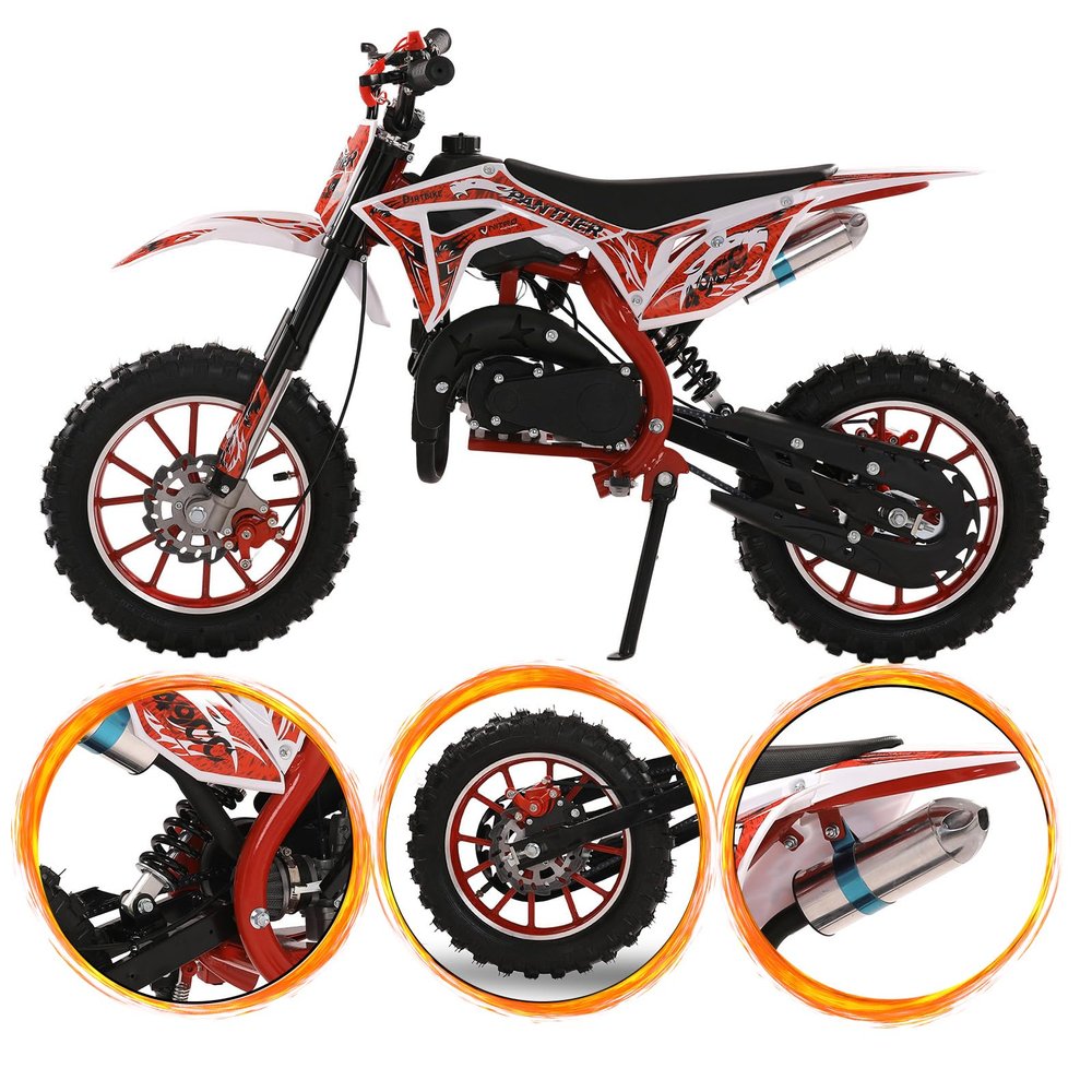 50cc Kids Dirt Bike, Gas Power Pocket Rocket Bike [New Model Quality Improvement], Off Road Mini Motorcycle Max Load 330Lbs, More Summer Fun (Red)