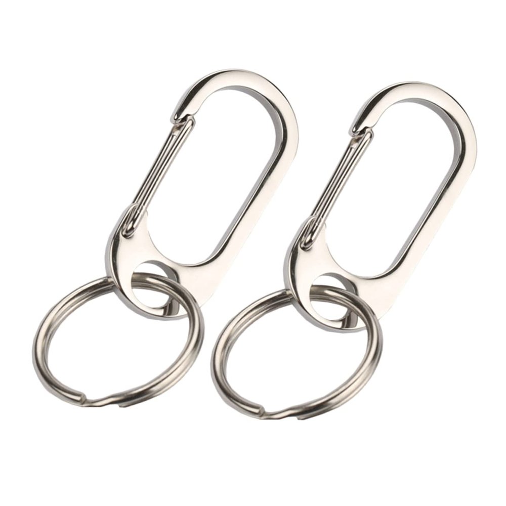 SOESFOUFU 2pcs Stainless Steel Car Keychain Holder Sturdy Hanging Key Ring for Men and Women Practical Waist Keychain Organizer