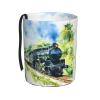 DXTKWL Car Trash Can Watercolor Retro Steam Train Waterproof Trash Bin Portable Collapsible Car Garbage Can Mini Vehicle Trash Can for Back Front Seat Cup Holder view 1