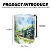 DXTKWL Car Trash Can Watercolor Retro Steam Train Waterproof Trash Bin Portable Collapsible Car Garbage Can Mini Vehicle Trash Can for Back Front Seat Cup Holder view 3